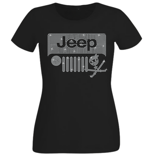 Jeep & Ninja Rhinestone Shirt – Biker & Off-Road Sparkle Bling Apparel | Blingdazzel