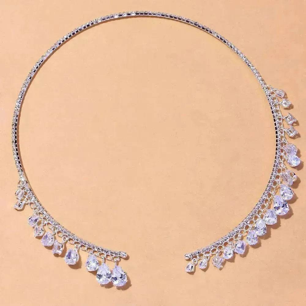 Crystal Rhinestone Collar Necklace for Women Weeding Bridesmaid Necklace Gold and Silver Necklace - Velora