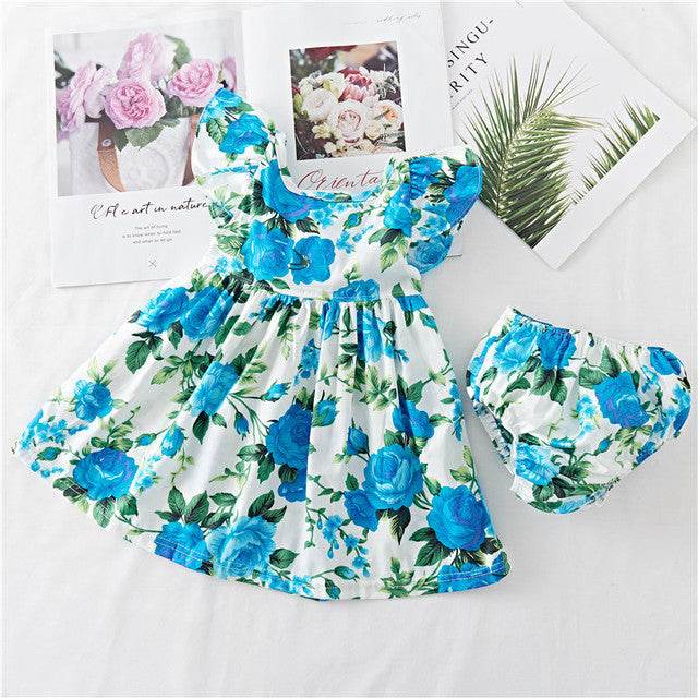 Cotton Baby Ruffled Floral Print Dress - Velora