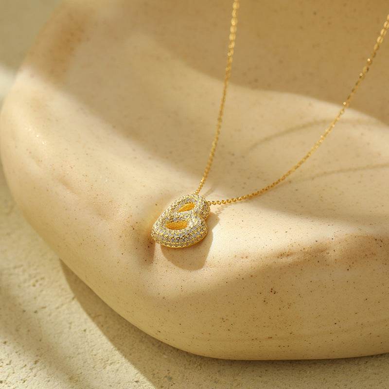 Silver 26 Letter Bubble Necklace For Women Full Diamond - Velora