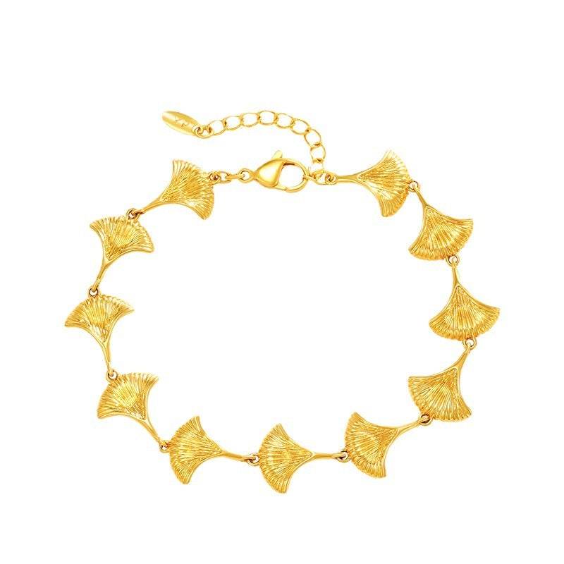 Jewelry Plated 24k Gold Alloy Gold Plated Ginkgo Leaf Bracelet - Velora