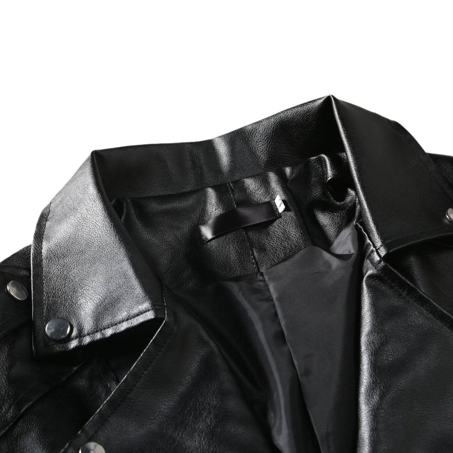Slim-fit Lapel Leather Jacket - Velora