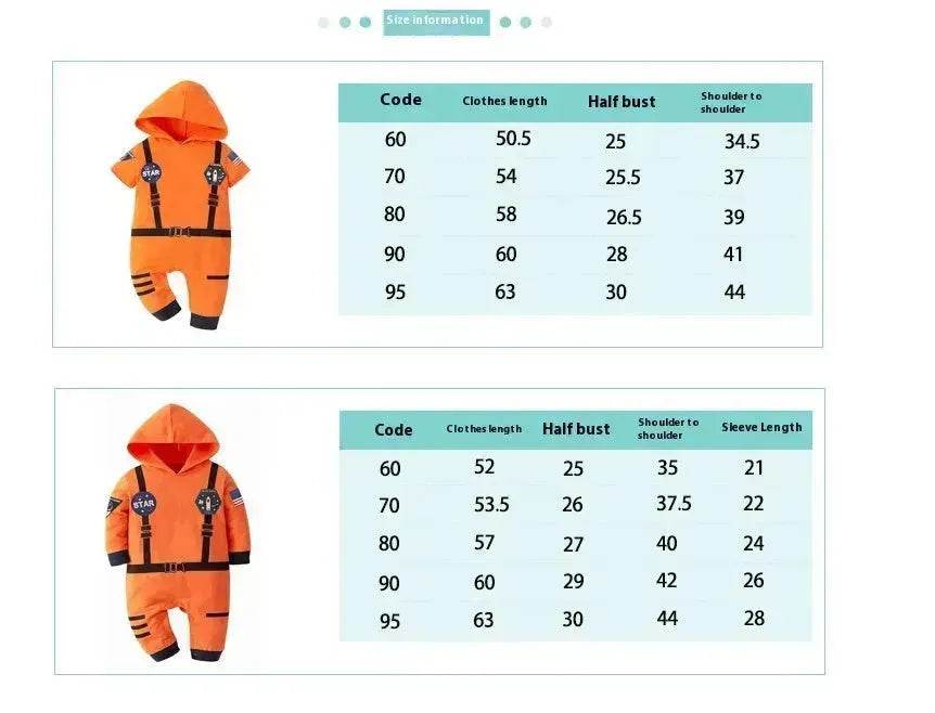 Space Suit Summer Long-sleeved Jumpsuit Holiday Pullover Clothes Baby boy Astronaut costume - Velora
