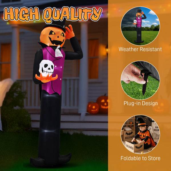12ft Caped Pumpkin Man, Halloween Inflatable Decoration 12V - Velora
