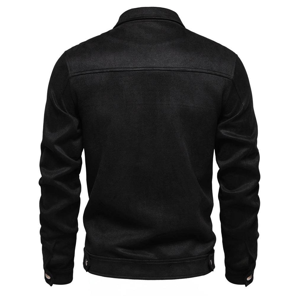 Fashion Lapel Zipper Jacket Autumn And Winter Solid Suede Coat Men's Clothing Outdoor - Velora