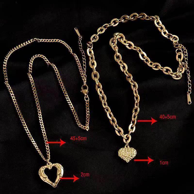 Titanium Steel Angel Wings Love Necklace Irregular Folds 2 Heart Love Necklace For Women Charm Party Accessories High-quality Fashion Jewelry Pendant Gifts - Velora