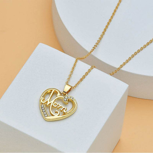 Mother's Day Mom Heart Shape With Diamond Letter Necklace For Women Fine Jewelry Women Accessories Fashion Jewelry - Velora
