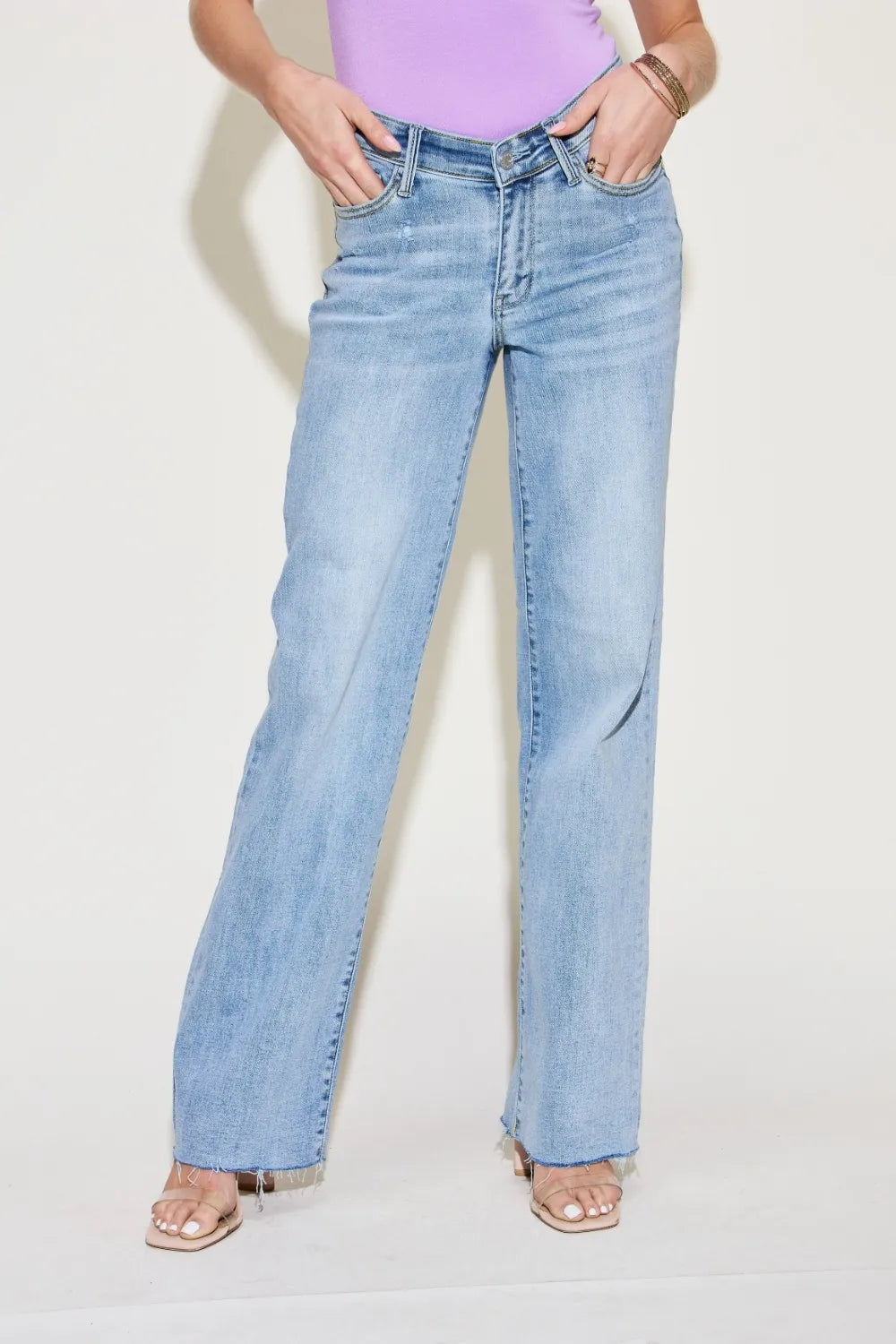 Judy Blue Full Size V Front Waistband Straight Jeans - Velora
