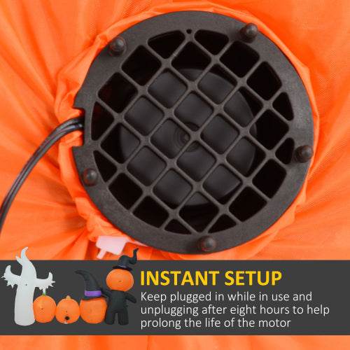 HOMCOM 7.5ft Halloween Inflatables Pumpkin Ghost Family, Blow Up Halloween Decorations Outdoor LED Yard Display, Waterproof - Velora