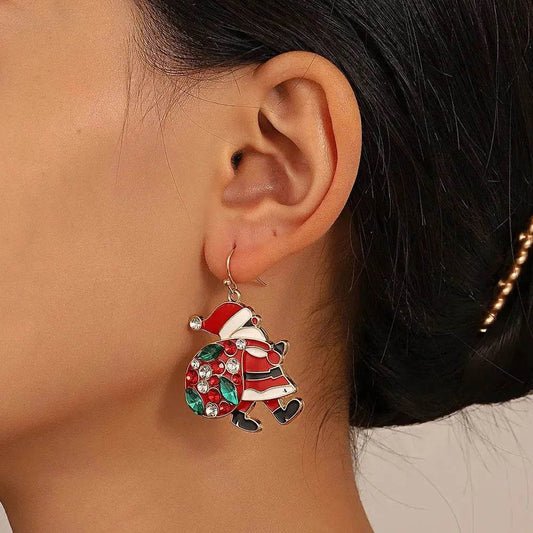 Personalized Cute Santa Claus Earrings With Colorful Rhinestones Ins Fashion Christmas Earrings For Women Jewelry - Velora