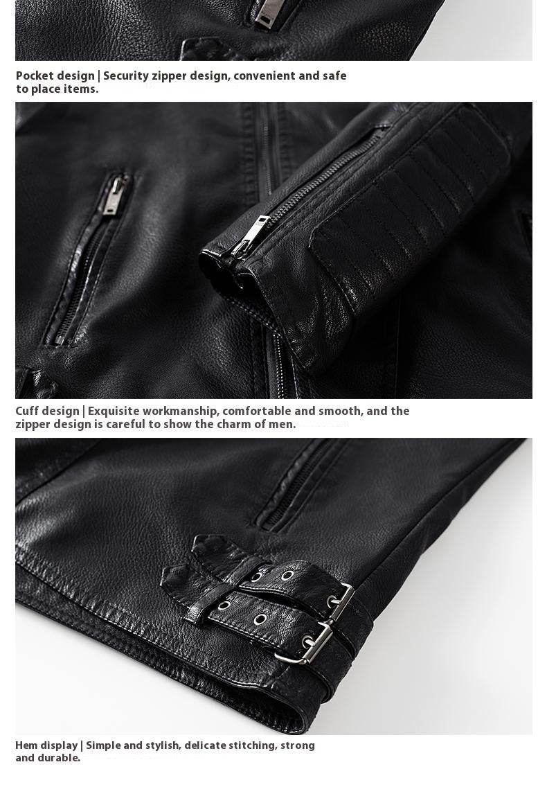 Trendy Leather Jacket Men's Fleece-lined PU Jacket - Velora