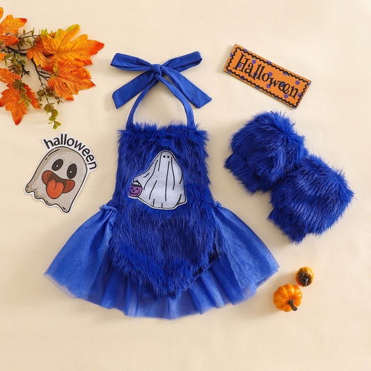 Halloween Children's Clothing Plush Girls' Cute Crawling Suit Two-piece Set - Velora