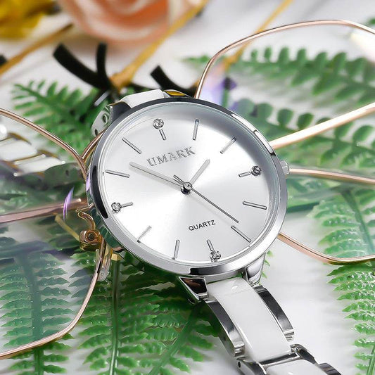 Ladies Ceramic Diamonds Waterproof Quartz Watch - Velora