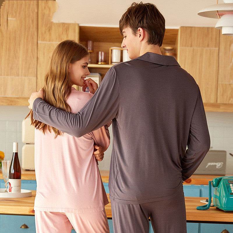 Cardigan Modal Long Sleeve Lapel Pajamas Sets - Velora