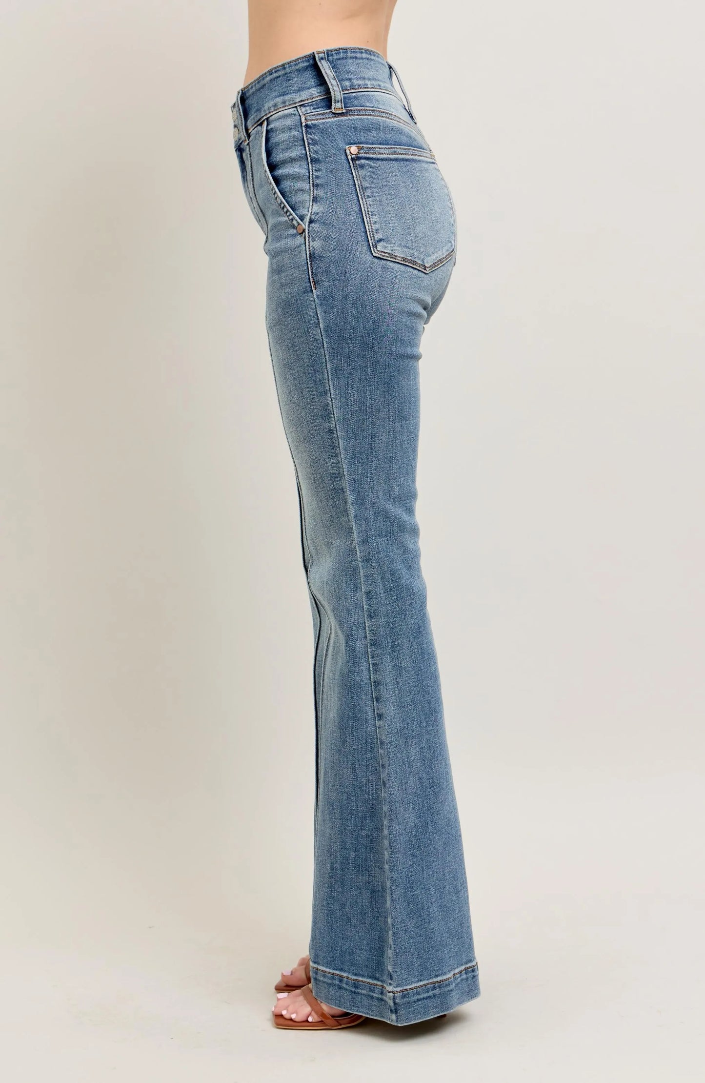 Judy Blue Full Size High-Waist Flare Denim Jeans with Front Seam Detail Plus Size - Velora