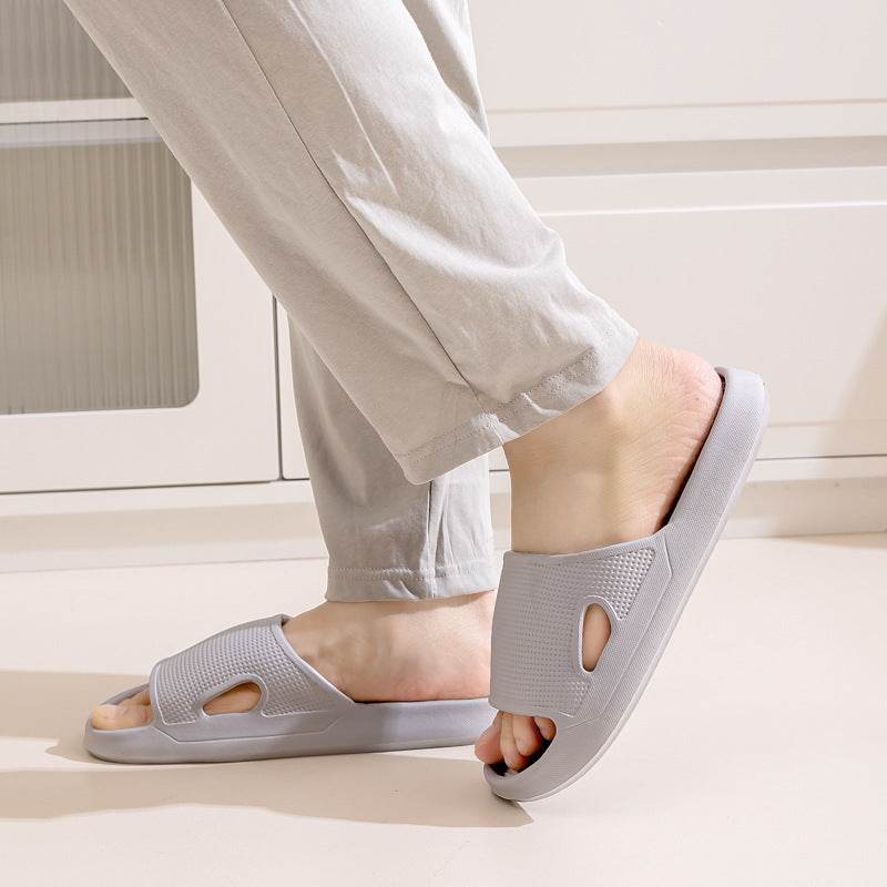 Solid Color Thick Bottom Home Slippers Summer Non-slip Floor Bathroom Slipper Women Men Couples Shoes - Velora