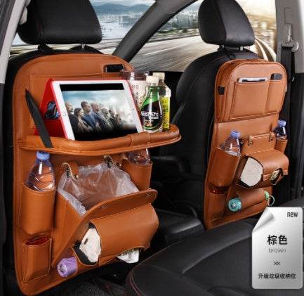 PU Leather Car Storage Bag Multifunction Seat Back Tray Hanging Bag Waterproof Car Organizer Automotive Interior Accessories - Velora