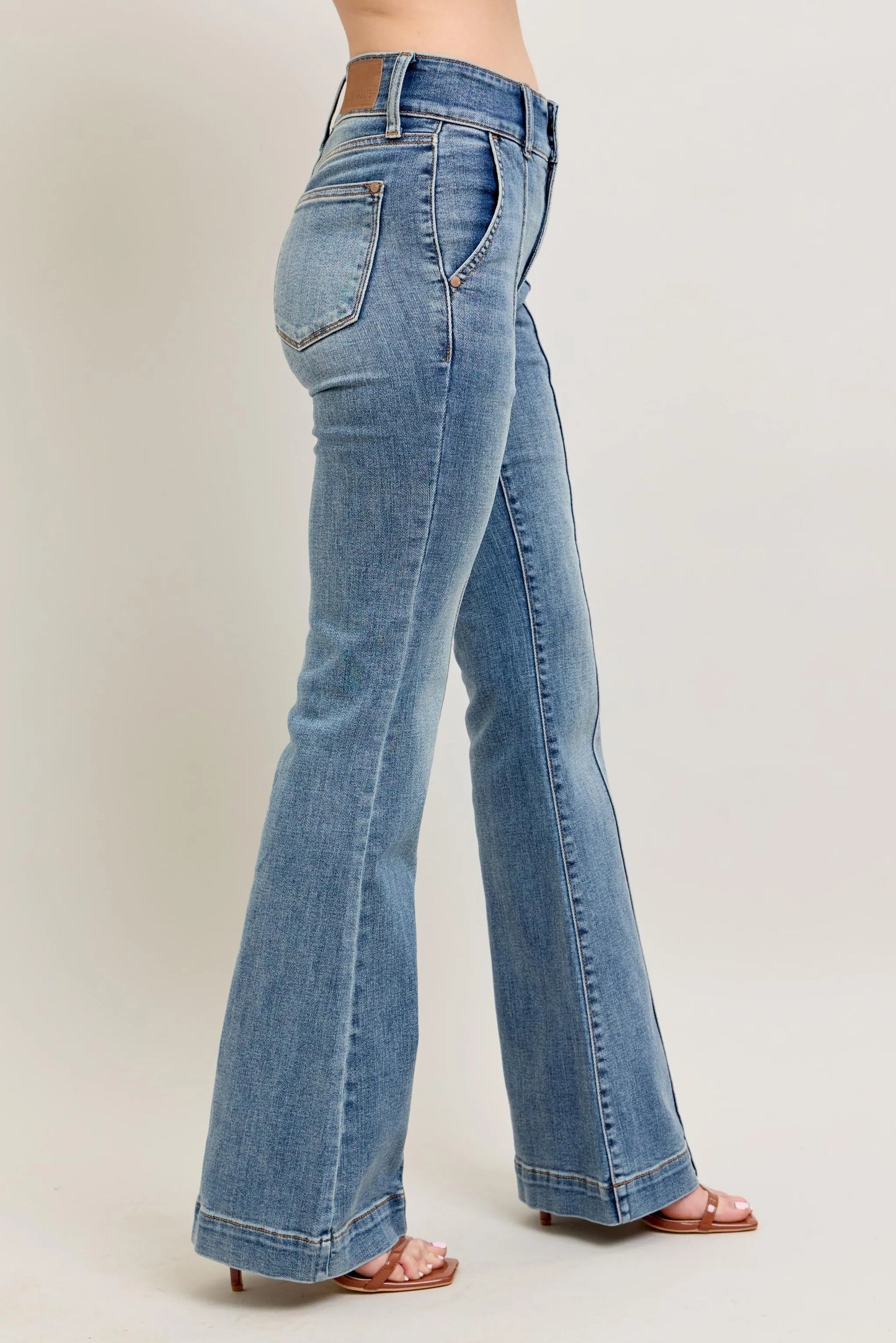 Judy Blue Full Size High-Waist Flare Denim Jeans with Front Seam Detail Plus Size - Velora