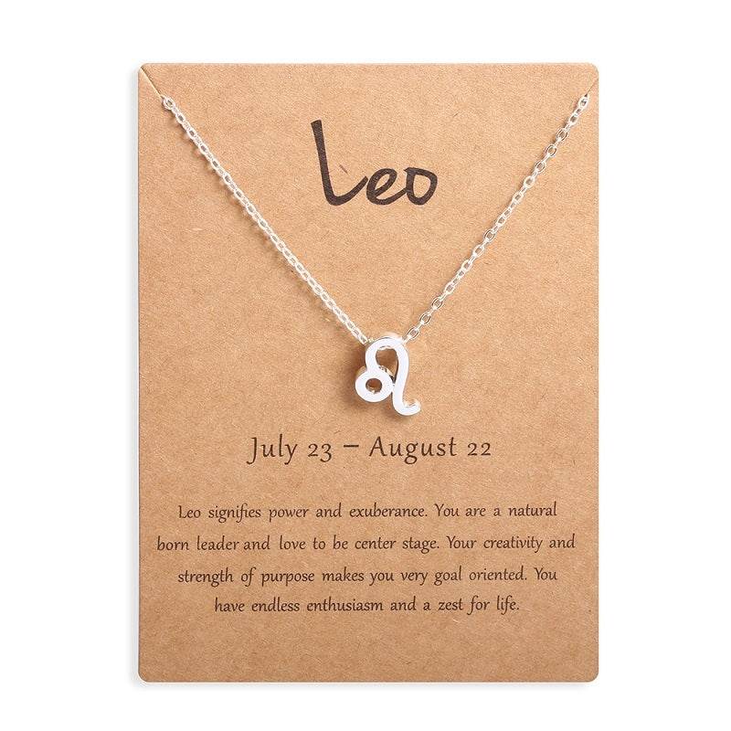 12 Zodiac Sign Necklaces With Gift Card Constellations Pendant Necklace Jewelry - Velora