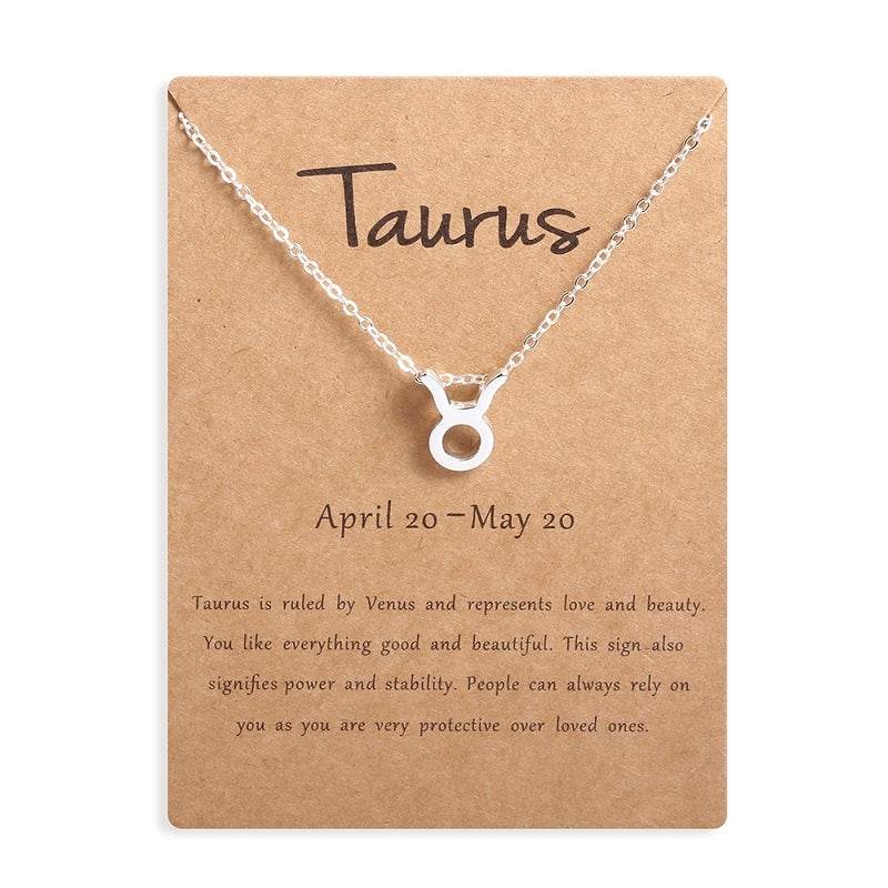 12 Zodiac Sign Necklaces With Gift Card Constellations Pendant Necklace Jewelry - Velora