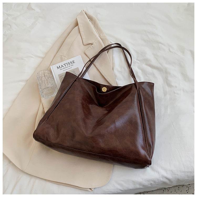 Fashion Handbag New Autumn And Winter Japanese And Korean Large Capacity Soft Leather Shoulder Bag Retro Casual Handbag - Velora