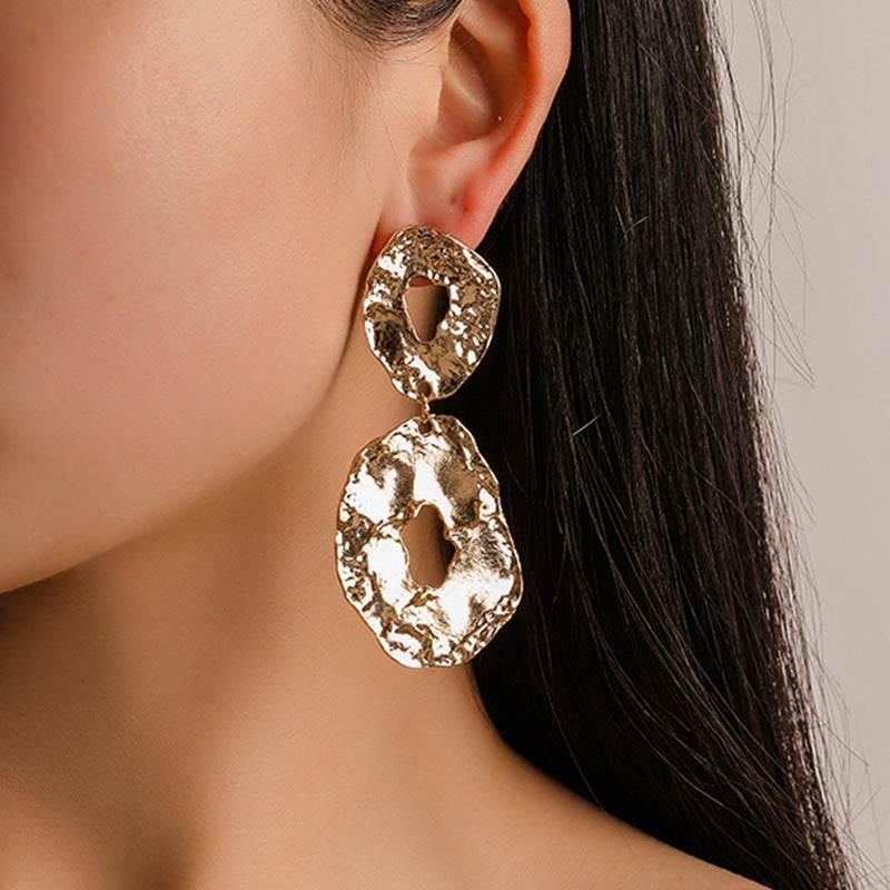Jewelry Baroque Alloy Geometric Irregular Earrings - Velora