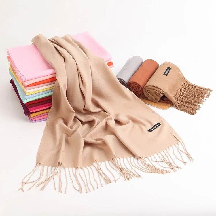 Pure Color Warm Keeping Scarf All-match Cashmere Shawl - Velora