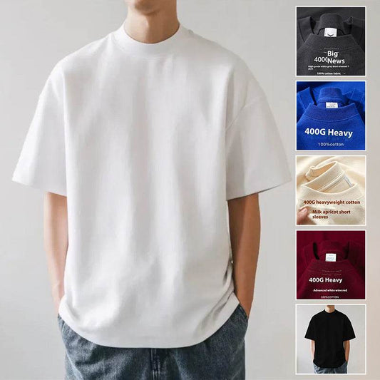 Plus Size Cotton Men's Blank T-Shirt White Oversized Retro Solid Color T-Shirt Large Size Men's Women's Fashion Short Sleeve Men's T-Shirt - Velora