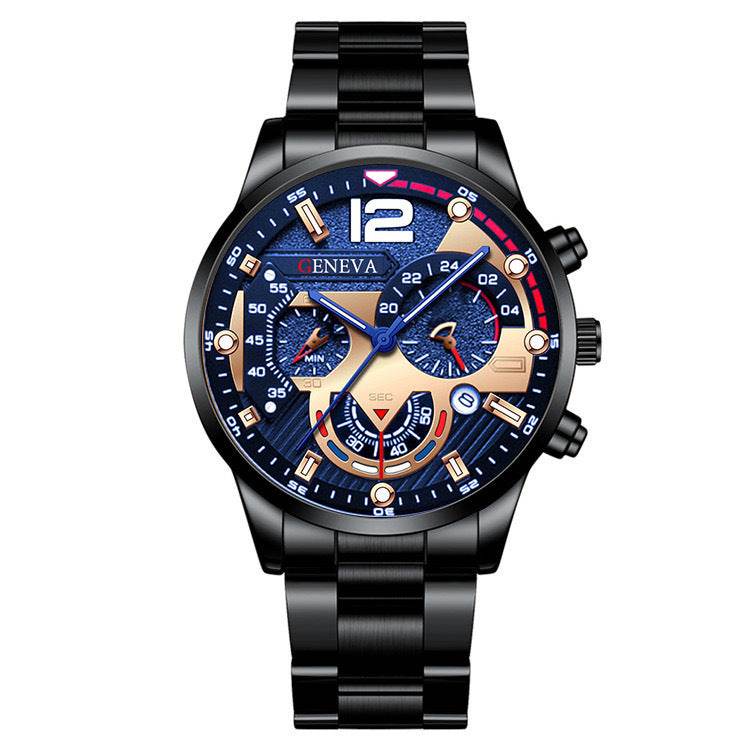2pcs Men's New Popular Steel Strip Fashion Business Three Eye Quartz Watch Bracelet Set Valentine's Day Gifts - Velora