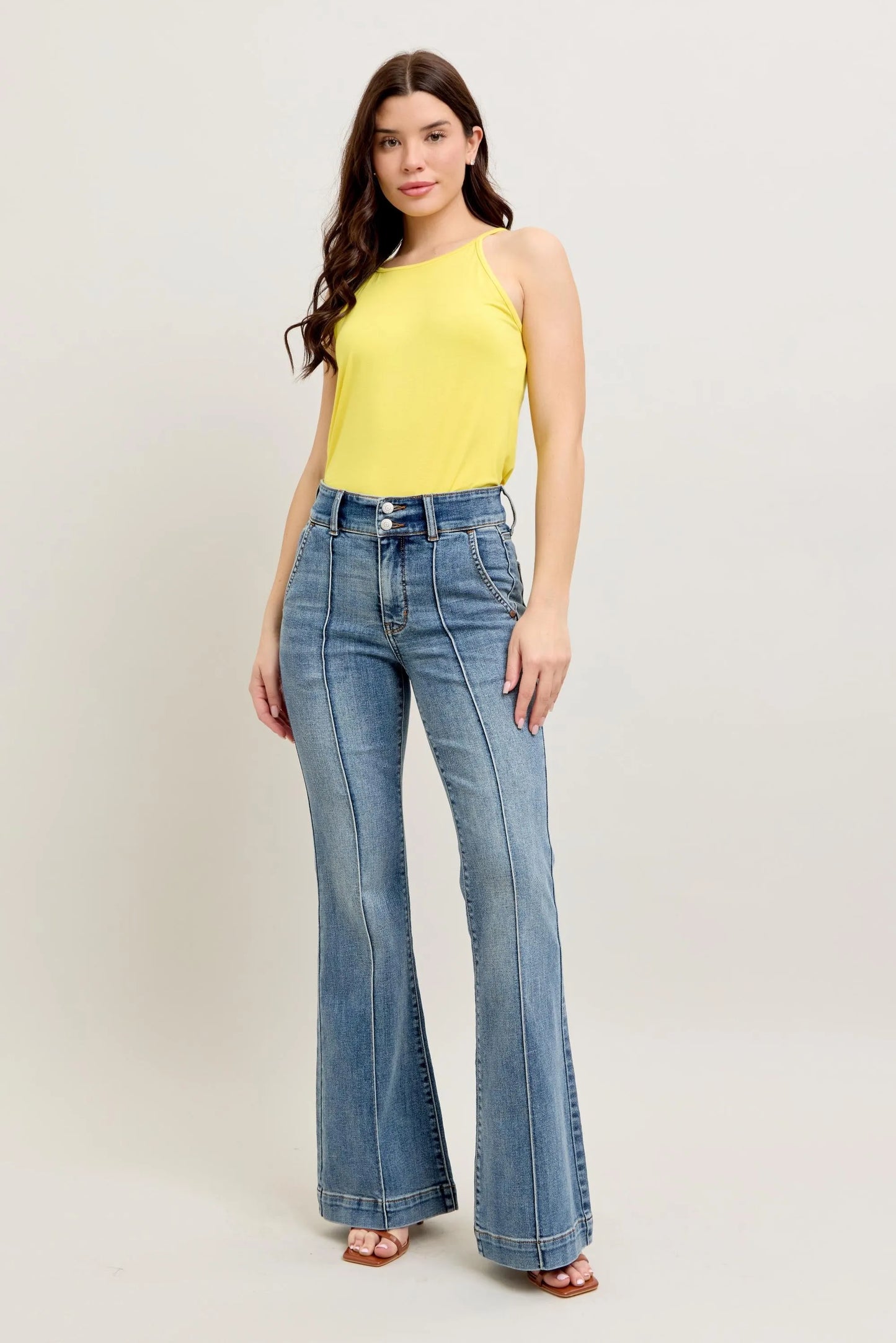 Judy Blue Full Size High-Waist Flare Denim Jeans with Front Seam Detail Plus Size - Velora