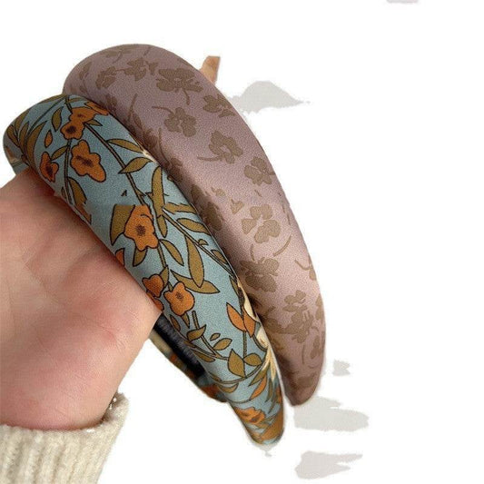 Fashion Presbyopic French Satin Vintage Sponge Silk Satin Padded Headband - Velora