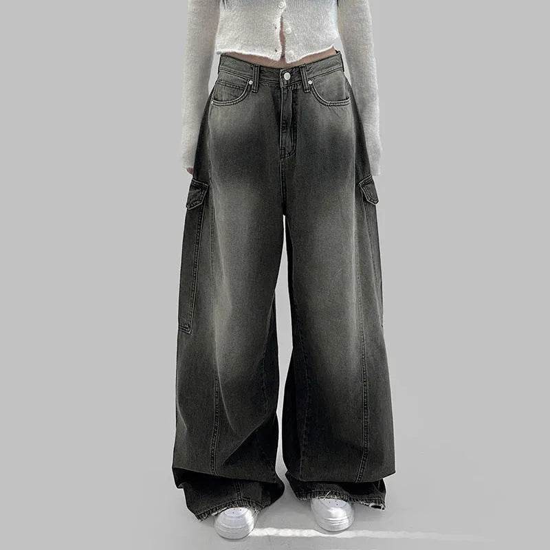 European And American Slimming High Waist Wide Legs Baggy Jeans Pant For Women - Velora