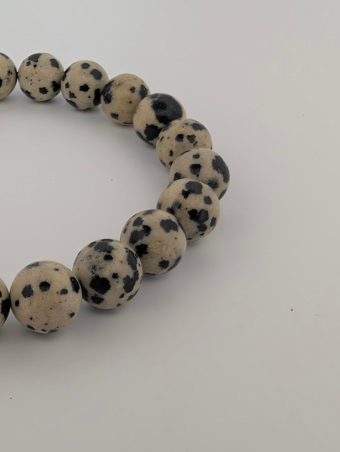Dalmatian Jasper Bracelet — 8mm Round Beads