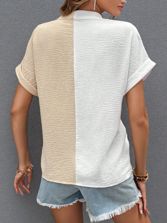 Two-Tone Button Down Shirt - Velora