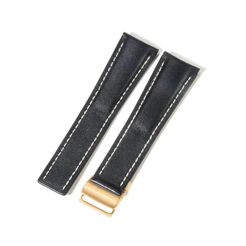 22mm 24mm Black Brown Blue Bamboo Grain Cowhide Watch Strap - Velora