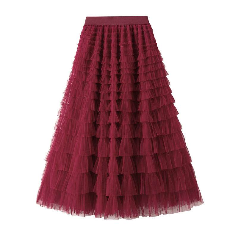 Cake Skirt Women's White Gauze long Layered tulle Skirt - Velora