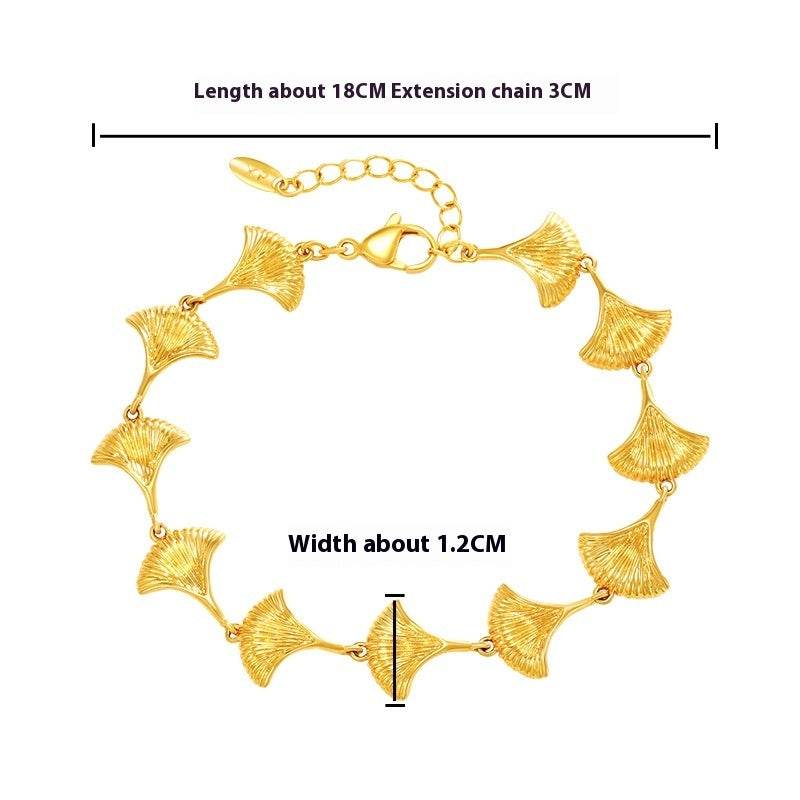 Jewelry Plated 24k Gold Alloy Gold Plated Ginkgo Leaf Bracelet - Velora