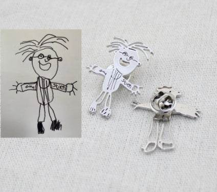 Custom Kids Drawing Painting Necklace Stainless Stee Personalized Children Artwork Pendant For Kids Mom Family Jewelry Gifts - Velora