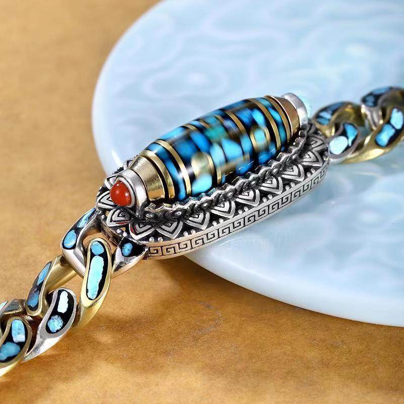 Fashion Jewelry New Men's Bracelet Personality Retro Transfer Rotating Nine Eye Pearl Bracelets High-end Gift - Velora