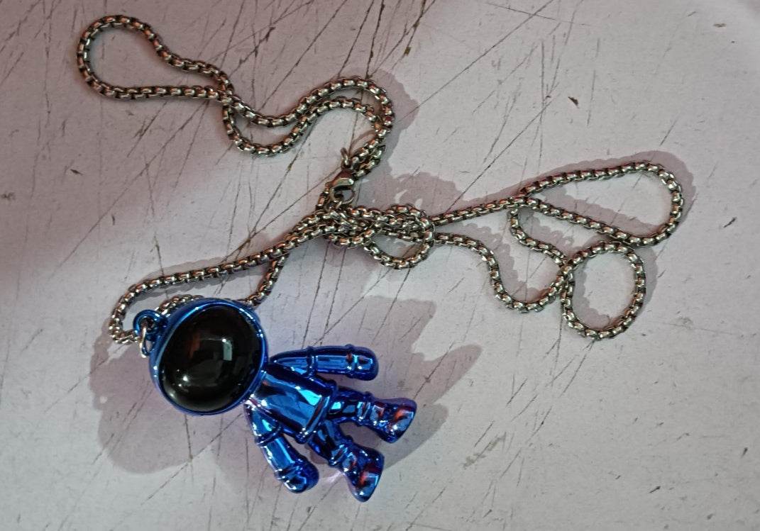 Korean Hip Hop Fashion Cross Spaceman Necklace Keychain - Velora