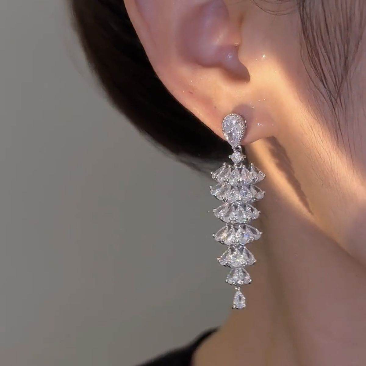 Sparkling Zircon Christmas Tree Drop Earrings For Women Trendy Xmas Tree Plant Dangle Earrings New Year Festival Party Jewelry - Velora
