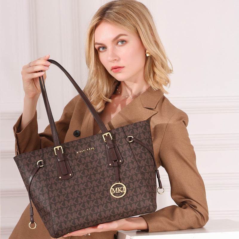 Big Retro Fashion Brown Leather bucket Bag - Velora