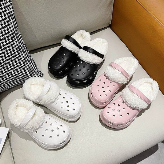 Cotton Slippers Women's Autumn And Winter Non-slip Soft Sole Platform Heel - Velora