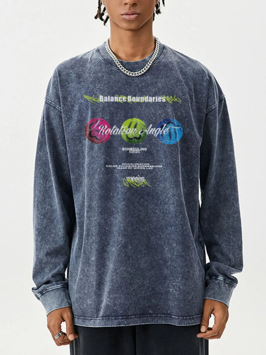 Men's Graphic Round Neck Long Sleeve T-Shirt - Velora