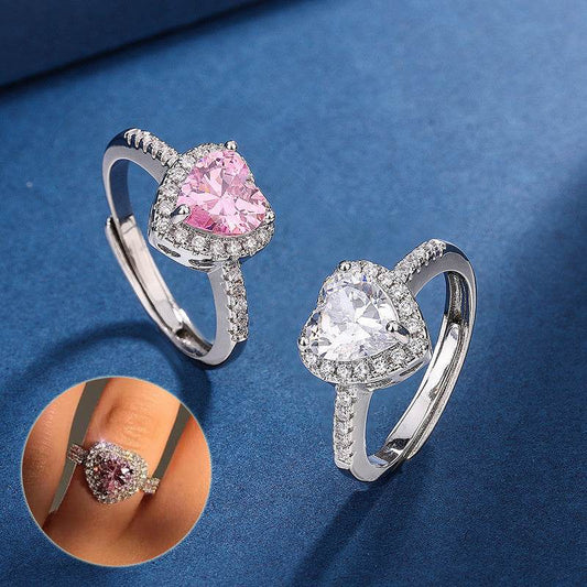 Fashion Jewelry Micro-encrusted Zircon Diamond Love Peach Heart Ring Female Luxury High-end Marriage Niche Temperament Hand Jewelry - Velora