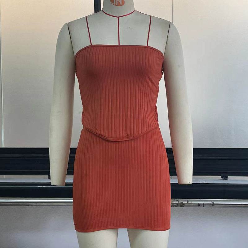 Womens Suit Sexy Summer Two Piece Outfits Crop Tops Bodycon Skirt Sets Mini Dress - Velora