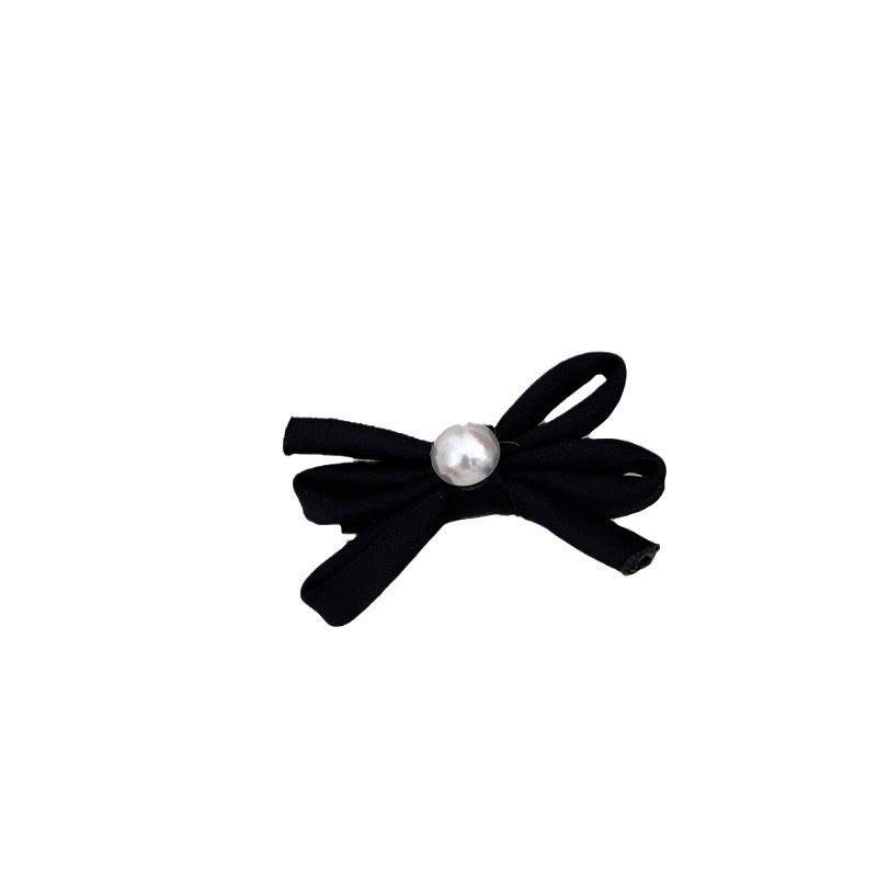Side Clip Bangs Pearl Bow A Pair Of Hairclips Duckbill Clip - Velora