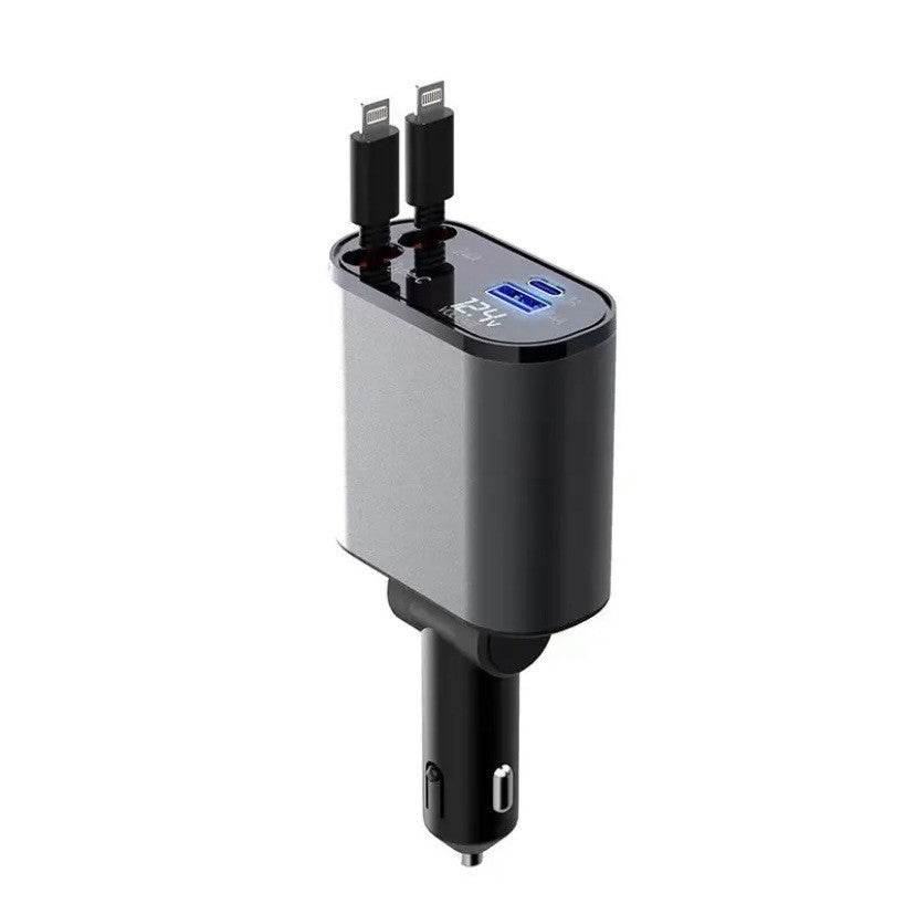 Metal Car Charger 100W Super Fast Charging Car Cigarette Lighter USB And TYPE-C Adapter - Velora