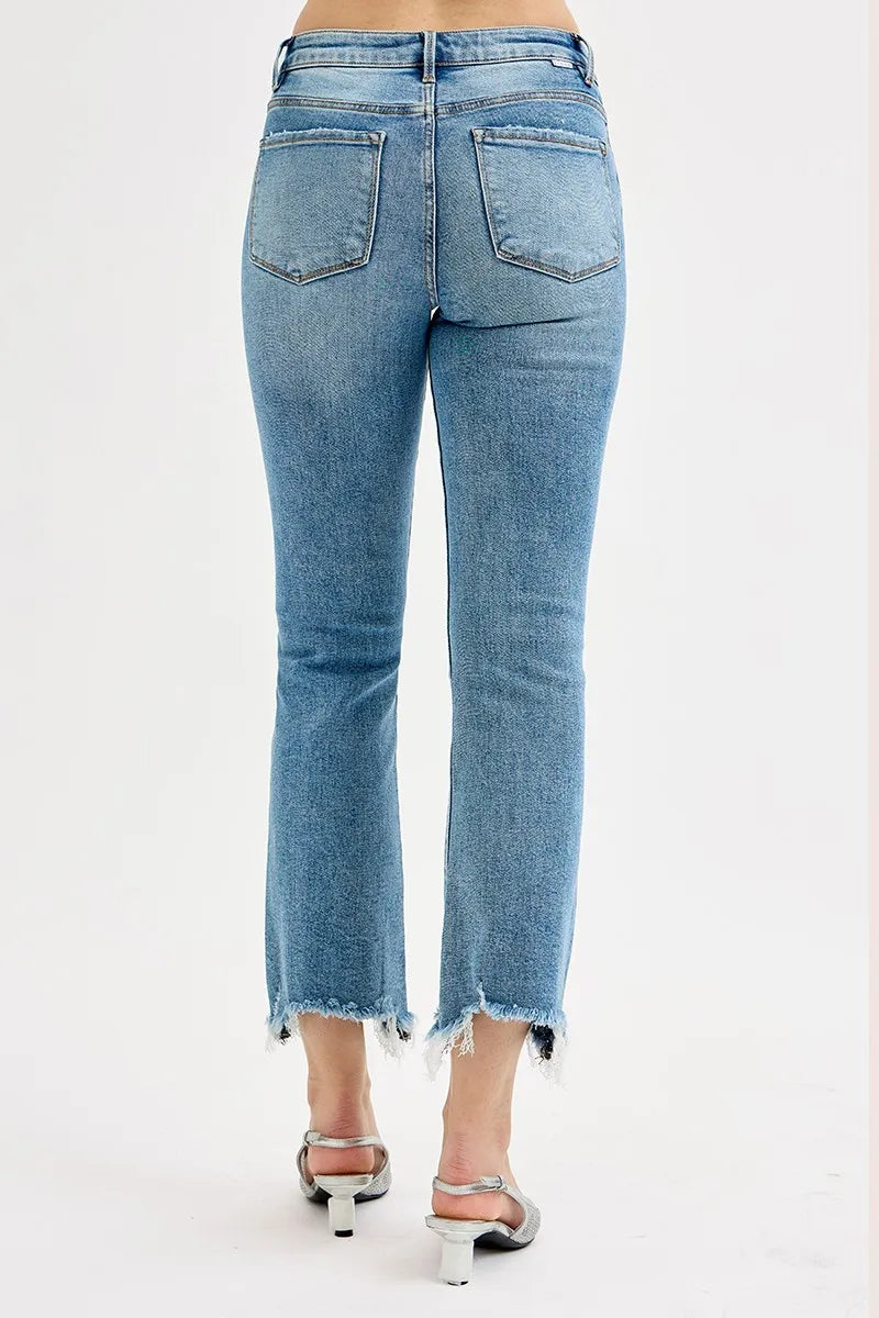 RISEN Full Size High Rise Crop Straight Slim Jeans Plus Size - Velora