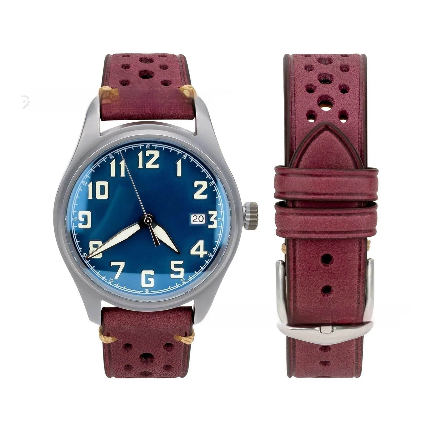 20mm Watch First Layer Cow Leather Watch Strap Retro Comfort - Velora